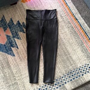 SPANX Black Faux Leather Leggings XL